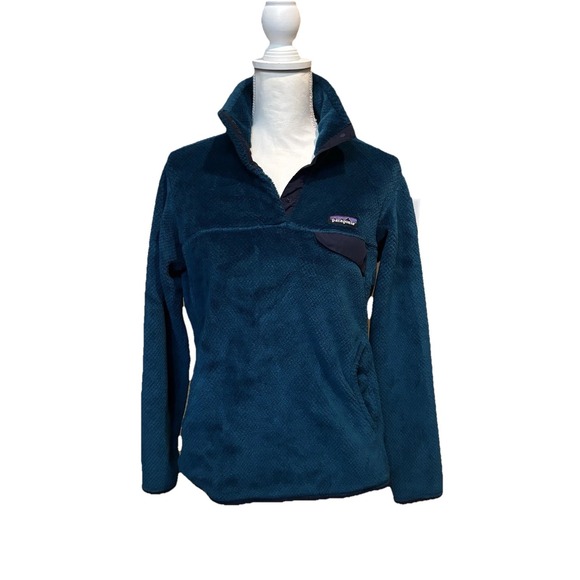 Patagonia‎ Jacket Women Medium Teal Re-Tool Snap T Fleece Pullover Polartec Hike - Picture 1 of 7